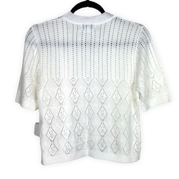 Lightweight Pointelle Knit Cardigan 1/2 Sleeve - Picture 2 of 9